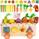  WOODEN GAME VEGETABLE SORTER MONTESSORI CATCH THE WORM PUZZLE BLOCKS