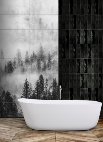 Ceramik Studio rectangular tile 240 x 120 cm white, black, shades of grey and silver