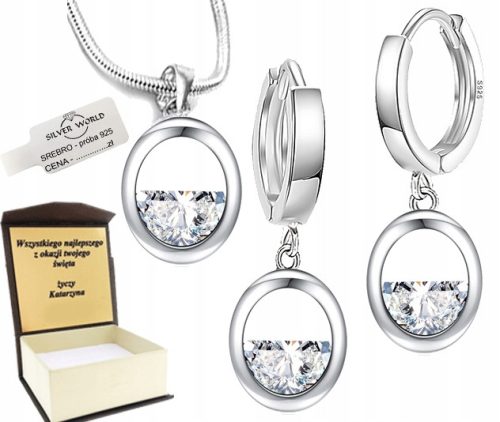  925 SILVER SET + ENGRAVING. SWAROVSKI Zircons