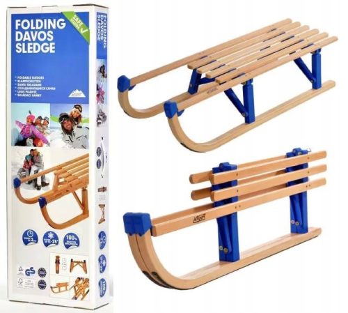  SLEDS FOR ADULTS AND CHILDREN WOODEN FOLDABLE WITH ONE MOVEMENT SAFE