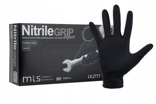 MTS Gants de sécurité et de protection en caoutchouc noirs très résistants Gogrip Gripzzly taille 10 - XL 25 paires