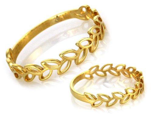  OPENWORK GOLD RING LEAVES GOLD 333 size 13