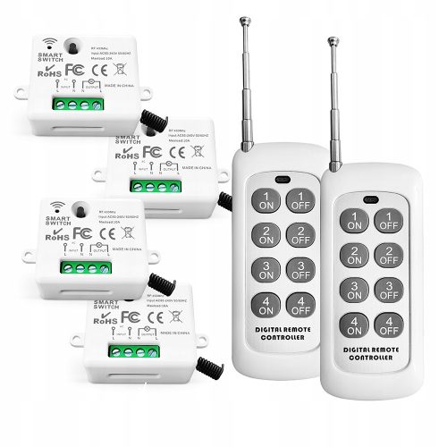 Wireless light switch AC 230 V 10 A (receiver 4 pieces, remote control 2 pieces)