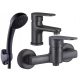 Kuchinox Pana black shower faucet + Kuchinox Pana black PANA washbasin faucet