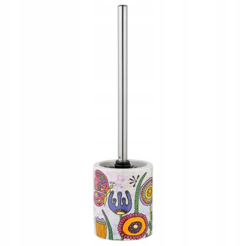 Toilet brush holder made of ceramic, colorful flowers