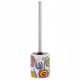 Toilet brush holder made of ceramic, colorful flowers