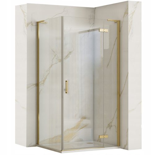 Rea Hugo Gold shower cubicle, folding doors, hinged, 80 x 80 cm