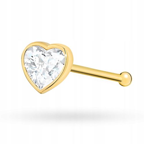  GOLD NOSE EARRING pr. 585 HEART with 14k Cubic Zirconia