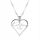  Silver Heart Chain Necklace I Love You with Heart Cubic Zirconia Heart