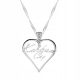  Silver Heart Chain Necklace I Love You with Heart Cubic Zirconia Heart