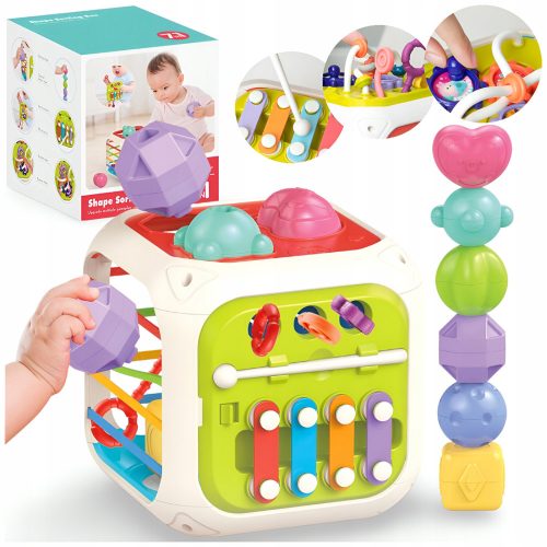  BLOCKSORTER GUMMI ELASTIC MULTI MONTESSORI SENSORISCHES CUB 7in1