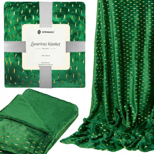 SOFT BLANKET PLUG SLEEVE FOR A Springos polyester blanket 200 cm x 220 cm in the colors green, gold