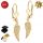  GOLD EARRINGS WOMEN'S HANGING ZIRCONS 585 ANGEL WINGS CLIP