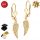  GOLD EARRINGS WOMEN'S HANGING ZIRCONS 585 ANGEL WINGS CLIP