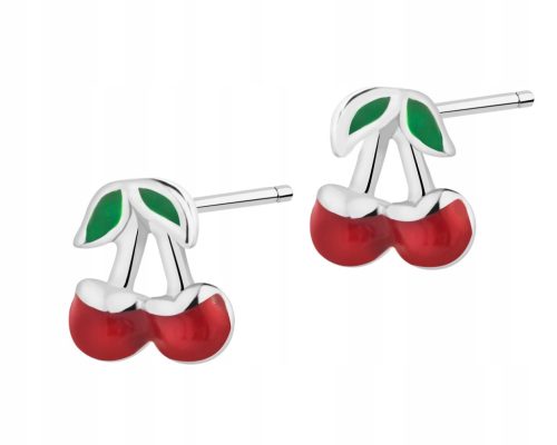  Apart Silver earrings with enamel cherries