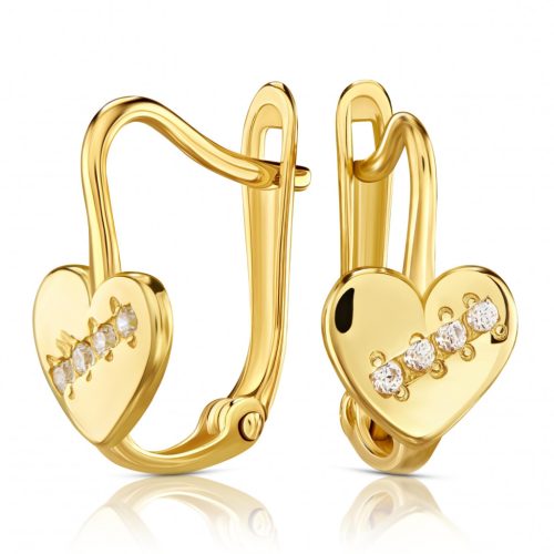  333 GOLD EARRINGS HEART WITH ZIRCONS