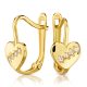  333 GOLD EARRINGS HEART WITH ZIRCONS