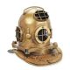 Decorative figures and sculptures for the home Replica of a gold-colored metal diving helmet in vintage style