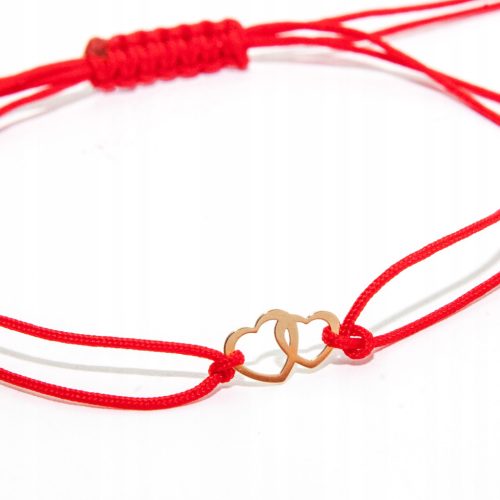  Gold bracelet on a string heart hearts gold 585 lucky red