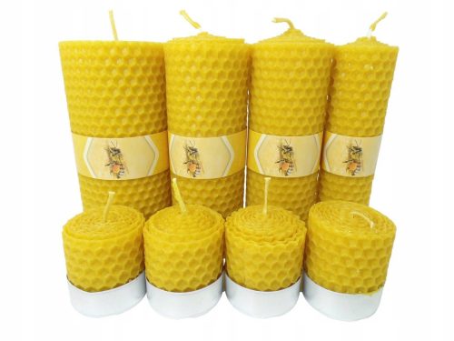 Candles decorative candle made of natural beeswax, honey and amber, 8 pieces.