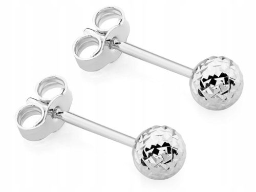  WHITE GOLD EARRINGS Diamond pr. 585 BALLS 4mm Stud 14k