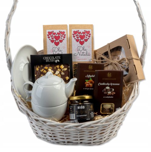  LARGE gift basket tea set JUG cookies