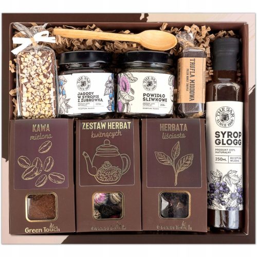  Gift basket set of flowering teas coffee jams sweets in a box