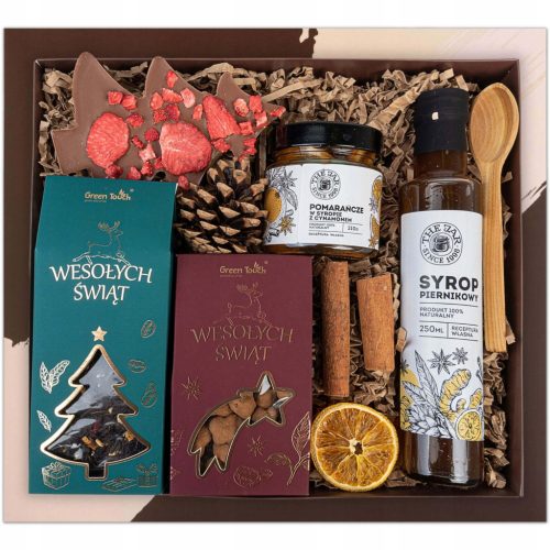  Gift set Christmas basket package tea sweets syrup in a box