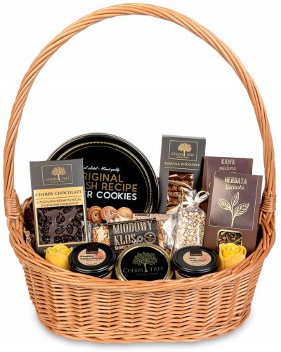  Gift basket dark with cookies and premium sweets with tea candles