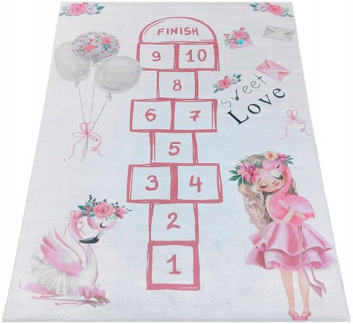  CARPET 120x180 HOPSCOTCH LIGHT PINK ANTI-SLIP FOR CHILDREN.