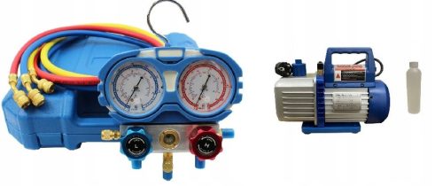 SPV115 Vacuum Pump + Pressure Gauge R32 R404A R410A Air Conditioning Set