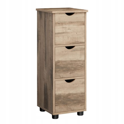 Rustic beige retro column cabinet with drawers