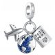  CHARMS PENDANT TRAVEL PASSPORT PLANE GLOBE