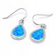  Silver Earrings with Cubic Zirconia and Blue Opal