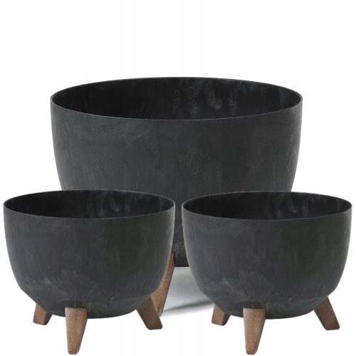 Pots and planters for outdoor and garden use 2× Lamela flowerpot 24.2 cm x 24.2 x 15 cm diameter 24.2 cm plastic black + Lamela flowerpot 29.2 cm x 29.2 x 18.3 cm diameter 29.2 cm plastic black