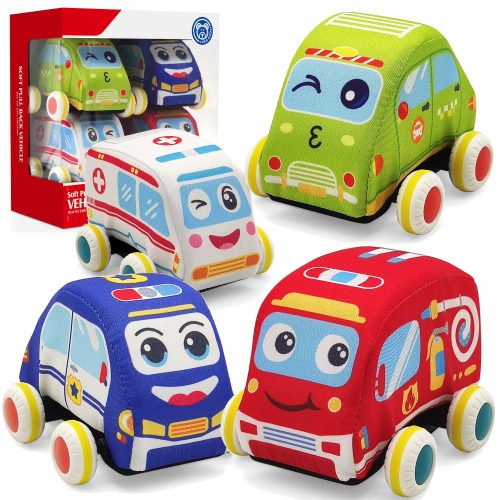  Plush Soft Cars Drive Set with 4 Vehicles