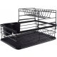  LARGE STANDING BLACK DISH DRYER, DOUBLE LEVEL, WITH ONE TRAY