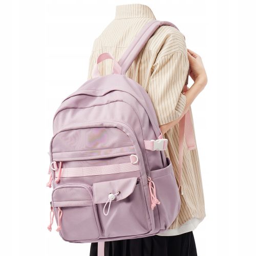  School backpack with multiple compartments purple tones 20 l