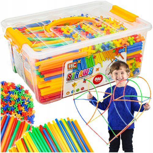  CREATIVE STRAW SET Building Blocks Tubes Sticks Box 800 pcs.