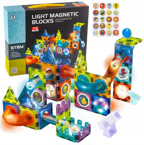  MAGNETIC BUILDING BLOCKS PUZZLE LUMINOUS MAGNETIC BLOCK RAIL 75 pieces