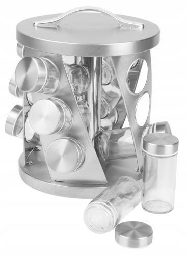 Food Container SPICE CONTAINER ROTATING SPICE RACK 12 Jars, Steel