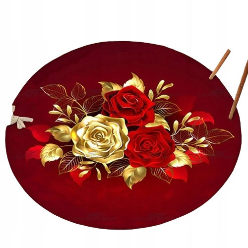  ELEGANT ROUND CARPET WITH FLORAL PATTERN, ROSES, 120x120