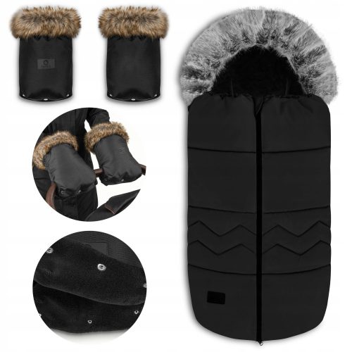  SLEEPING BAG FOR THE STROLLER, sled, carrycot, LIONELO seat + stroller gloves, muffs with fur. Insulated gloves by Lionelo Handmuff