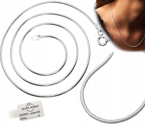  WOMEN'S SILVER CHAIN 925 NECKLACE THICK SNAKE ROUND LINE