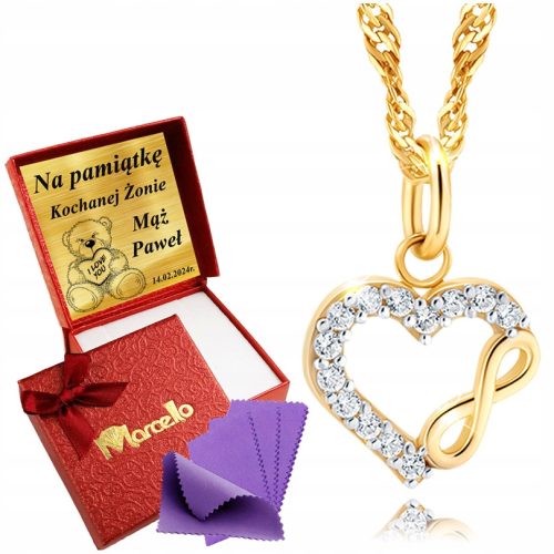  Gold Chain 333 Necklace Pendant Heart Engraving FREE GIFT