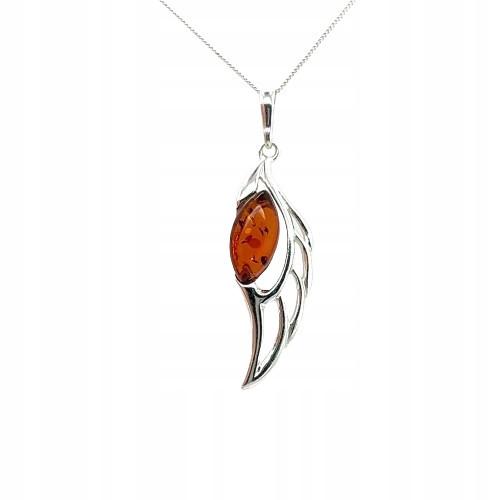  Silver pendant PENDANT with amber certificate wing wing FILM