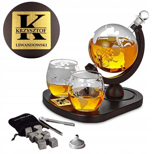  Whiskey set GLOBUS with ENGRAVING gift for dad guy 18-99 birthday