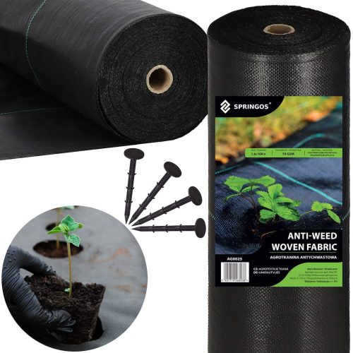 Agrartextil - Agricultural mulching fabric (anti-weed) Springos black 160 x 10000 cm 70 g/m²