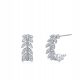  Fraise earrings leaf hoops silver studs S925 with cubic zirconia