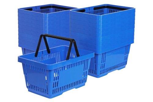 20x Shopping Basket 2 Handles 22 Liters, Shopping Blue Set